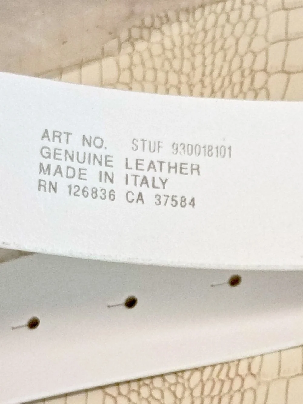 Brand New J.Lindeberg Men Slater White Leather Golf Belt White - 38
